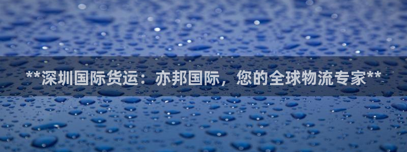 尊龙人生就是博旧版网址：**深圳国际货运：亦邦国际，您的