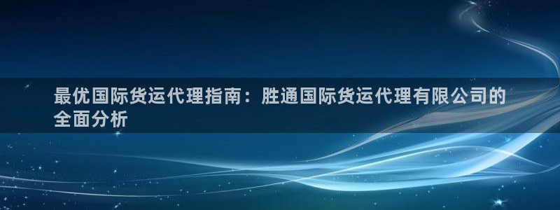 尊龙凯时客服：最优国际货运代理指南：胜通国际货运代理有限